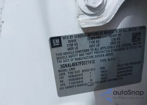 2015 Chevrolet Captiva Sport Ltz z USA, uszkodzony, nr VIN 3GNAL4EK7FS527412